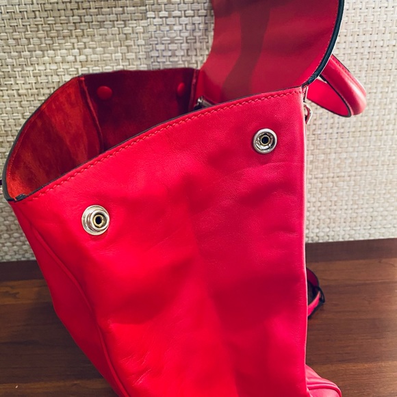 🌟10xHP🌟VTG 2000 NWOT Laurent Effel Red Kid Leather Satchel & Dog Collar Italy - Picture 12 of 15